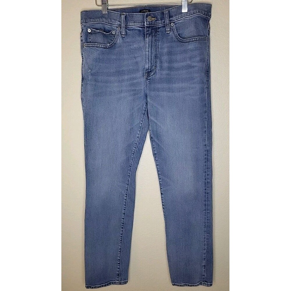 J Crew Flex Jeans Mens 33x32 Actual 30 Slim Straight Stretch Light Wash Preppy